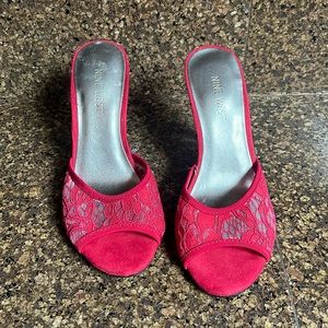 Nine West Red Lace  4” Stiletto Sandal